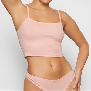 Skims Pointelle Light Pink Cropped Tank Size M, NWT